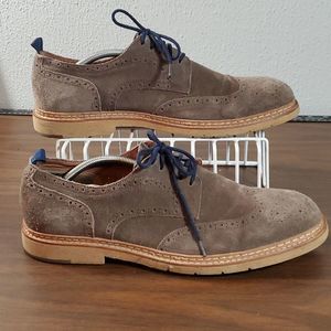 J & M 1850 Pearce 27-1957 Gray &‎ Blue Suede Wingtip Brogues Oxfords Size 11½
